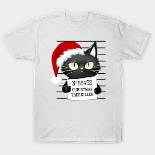 Cute Christmas Tree Killer Cat T-Shirt